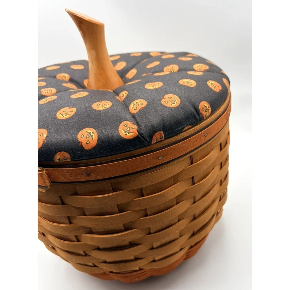 Longaberger Halloween Basket Orange Trim Large W fabric lid and protecter 1997